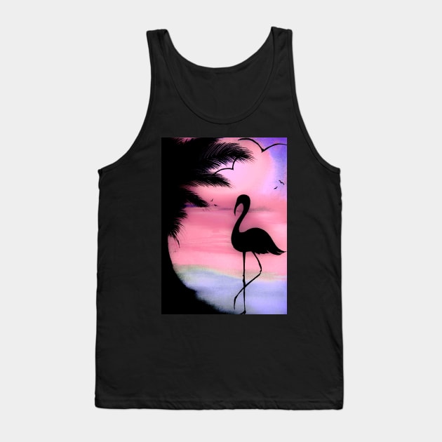 tropical sunset silhouette flamingo Tank Top by jacquline8689